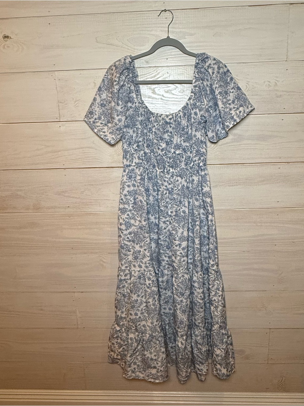 Blush Womens Milkmaid Babydoll Tiered Floral Midi Dress Medium Lightweight Flowy - Picture 14 of 14